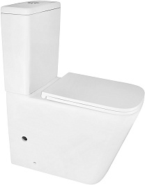 Azario Унитаз-компакт Quadro AZ-2175 безободковый с бачком с сиденьем микролифт белый – фотография-1