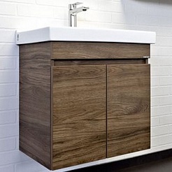 Comforty Тумба с раковиной Осло 60 подвесная дуб темно-коричневый – фотография-1