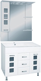 Misty Зеркальный шкаф Квадро 90 белый L – фотография-2