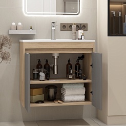 Teymi Тумба с раковиной Netta 70 подвесная дуб/графит – фотография-5