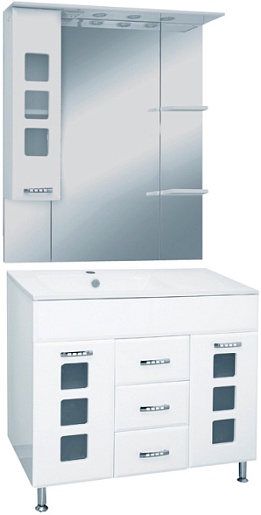 Misty Зеркальный шкаф Квадро 90 белый L – фотография-2