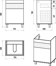 Brevita Тумба с раковиной Enfida 120 L Гавана под стиральную машину с б/к бежевая – фотография-7