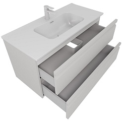 Aquatek Тумба с раковиной Вега 100 подвесная серый туман – фотография-2