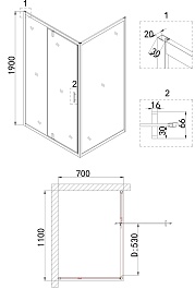 Niagara Душевой уголок Nova 110x70 NG-43-11AG-A70G – фотография-8
