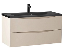 BelBagno Мебель для ванной Marino 100 подвесная Crema Opaco с раковиной BB1000/445-LV-ART-PR-NERO – фотография-2