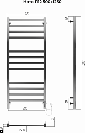 Terminus Полотенцесушитель электрический Ното П12 500x1250 хром – фотография-3