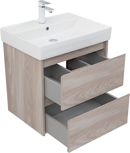 Aquanet Тумба под раковину Nova Lite 60 подвесная орех светлый – картинка-5