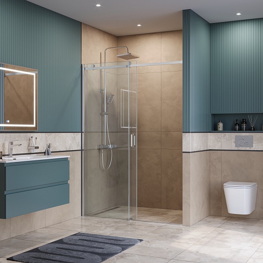 BelBagno Душевая дверь в нишу Soft Close-2 SOFT_CLOSE-2-BF-1-140-C-Cr 140x200 профиль хром стекло прозрачное – фотография-4