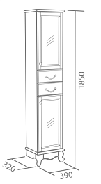 Bas Пенал Версаль слоновая кость, вставки стекло – фотография-2