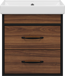 Misty Тумба под раковину Кедр 50 подвесная орех/черная – фотография-1