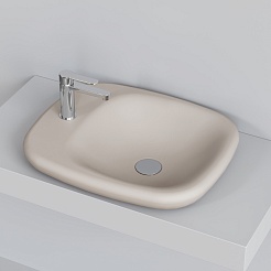 Ambassador Раковина накладная Diamand 54 бежевая матовая – фотография-4