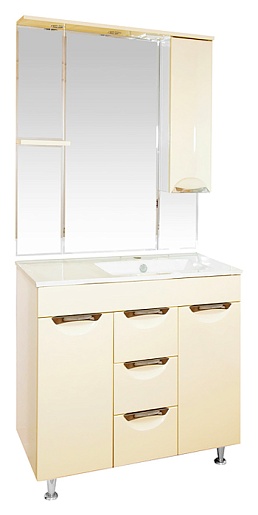 Misty Зеркальный шкаф Кристи 90 R бежевый, эмаль – картинка-3