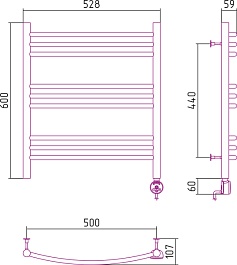 Стилье Полотенцесушитель электрический Формат 10 ТП 600х500 – фотография-2