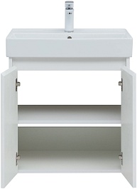 Aquanet Тумба с раковиной Nova Lite 60 2 дверцы подвесная белая глянцевая – фотография-7