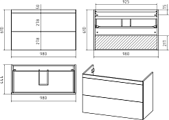 Misty Мебель для ванной Атлантик 100 2 ящика подвесная серый камень – фотография-10