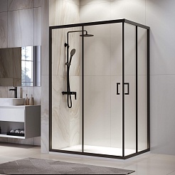 RGW Душевой уголок Passage PA-246B 120x80 профиль черный стекло прозрачное – фотография-2