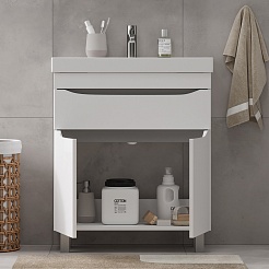 Volna Мебель для ванной Lake 60.2D.1Y L белая – фотография-6