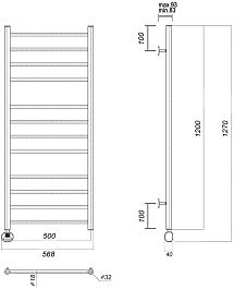 Domoterm Полотенцесушитель электрический Медея П12 (4-4-4) 500x1200 EL хром – фотография-3