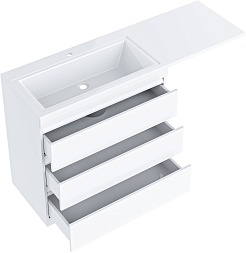 Vivon Тумба под раковину под стиральную машину Donna 150 3 ящика напольная белый глянец – фотография-5