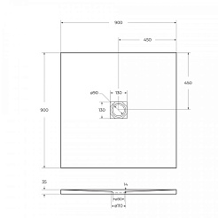 BelBagno Душевой поддон Tray 90/90 TRAY-MR-UNO-A-90-35-NERO-CR – фотография-7