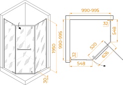 RGW Душевой уголок Hotel HO-081 100x100 профиль хром стекло матовое сатинат – фотография-4