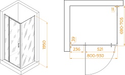 RGW Душевой уголок Passage PA-078 (PA-008 + Z-050-2) 80x70 профиль хром стекло прозрачное – фотография-3