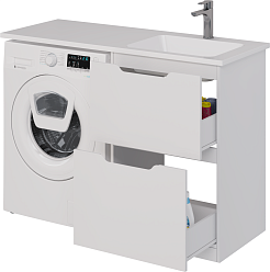 Dreja Тумба с раковиной Bona 120 R под стиральную машину белая – фотография-12