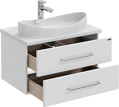 СанТа Тумба с раковиной-столешницей Вегас 70 подвесная белая – фотография-2