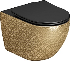 Grossman Унитаз подвесной Color GR-4411GBRS золото/черный с текстурным узором