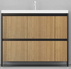 Velvex Мебель для ванной напольная Klaufs 100 черная/дерево, 2 ящика – фотография-8