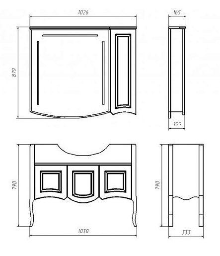 ASB-Woodline Зеркало для ванной Эмили 105 синий/ патина золото – картинка-3