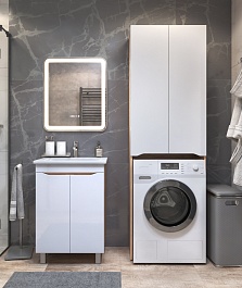 Vigo Шкаф пенал Grani 640 под стиральную машину белый/дуб золотой – фотография-4