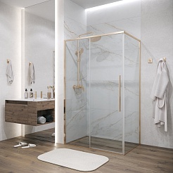 Grossman  Душевой уголок Galaxy 100x90x195 профиль золото сатин стекло прозрачное – фотография-6