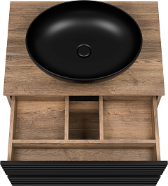 Brevita Мебель для ванной Dakota 70 подвесная дуб галифакс олово/черный кварц – фотография-6