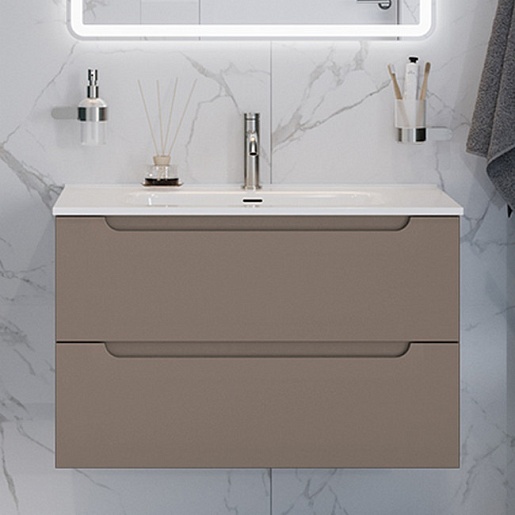 BelBagno Тумба под раковину Etna 90 подвесная бежевая матовая – фотография-2