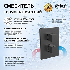 Paini Смеситель для душа Dax-DaxR 84PZ690TH с термостатом, встраиваемый, брашированный чёрный – фотография-2