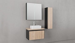 Velvex Пенал для ванной Klaufs 110 черный/дерево – фотография-2