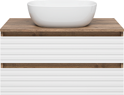 Brevita Тумба с раковиной Dakota 80 подвесная дуб галифакс олово/белая – фотография-1