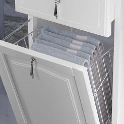 Opadiris Шкаф-пенал для ванной Риспекто 40 L белый, с бельевой корзиной – фотография-3