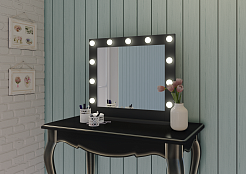 Continent Зеркало гримерное 800x700 черное – фотография-11