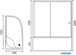 Royal Bath Душевой уголок RB 8120BK-T-BL 120х80х200 L – фотография-5