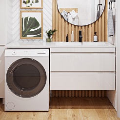 Vivon Тумба с раковиной под стиральную машину Donna 150R подвесная белый глянец – фотография-1