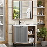 Brevita Мебель для ванной Lumus 90 L с подсветкой серая/дуб галифакс олово