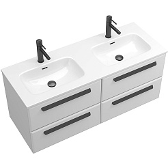 Cezares Тумба с раковиной Eco Cer-N 120 с 4 ящиками bianco lucido CZR-8095-120-2 ручки матовые чёрные – фотография-3