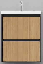 Velvex Мебель для ванной Klaufs 60 черная/дерево, 2 ящика – фотография-6