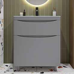 Vivon Тумба с раковиной Ostin 70 напольная серая матовая – фотография-1