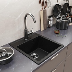 Mixline Мойка кухонная ML-GM28 ультра-черная – фотография-4