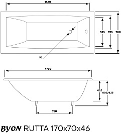 Byon Чугунная ванна Rutta 170x70 – фотография-9