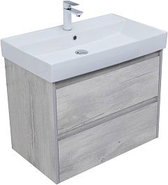 Aquanet Тумба с раковиной Nova Lite 75 подвесная дуб белый – фотография-2