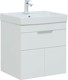 Aquanet Тумба с раковиной Ирис New 60 подвесная белая глянцевая – фотография-1